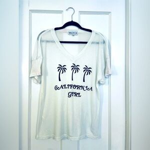 Wildfox Light California Girl V-Neck T-Shirt / Light Sea Green Transparent XS